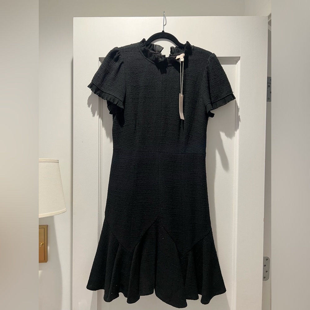 Rebecca Taylor Women's blackShort Sleeve Tweed Dress, size 6